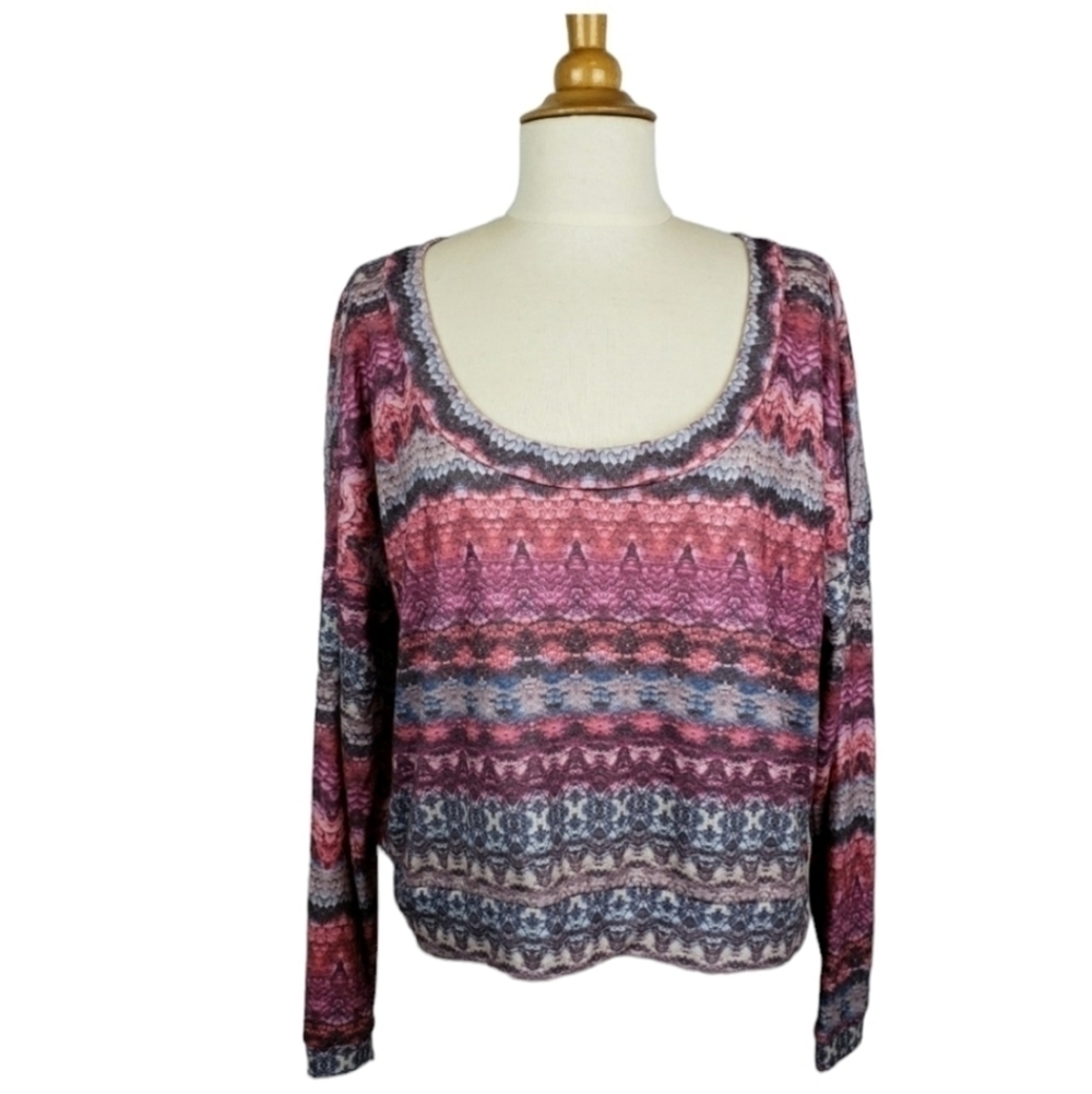 Delia's Cropped Sweater Print Top XL